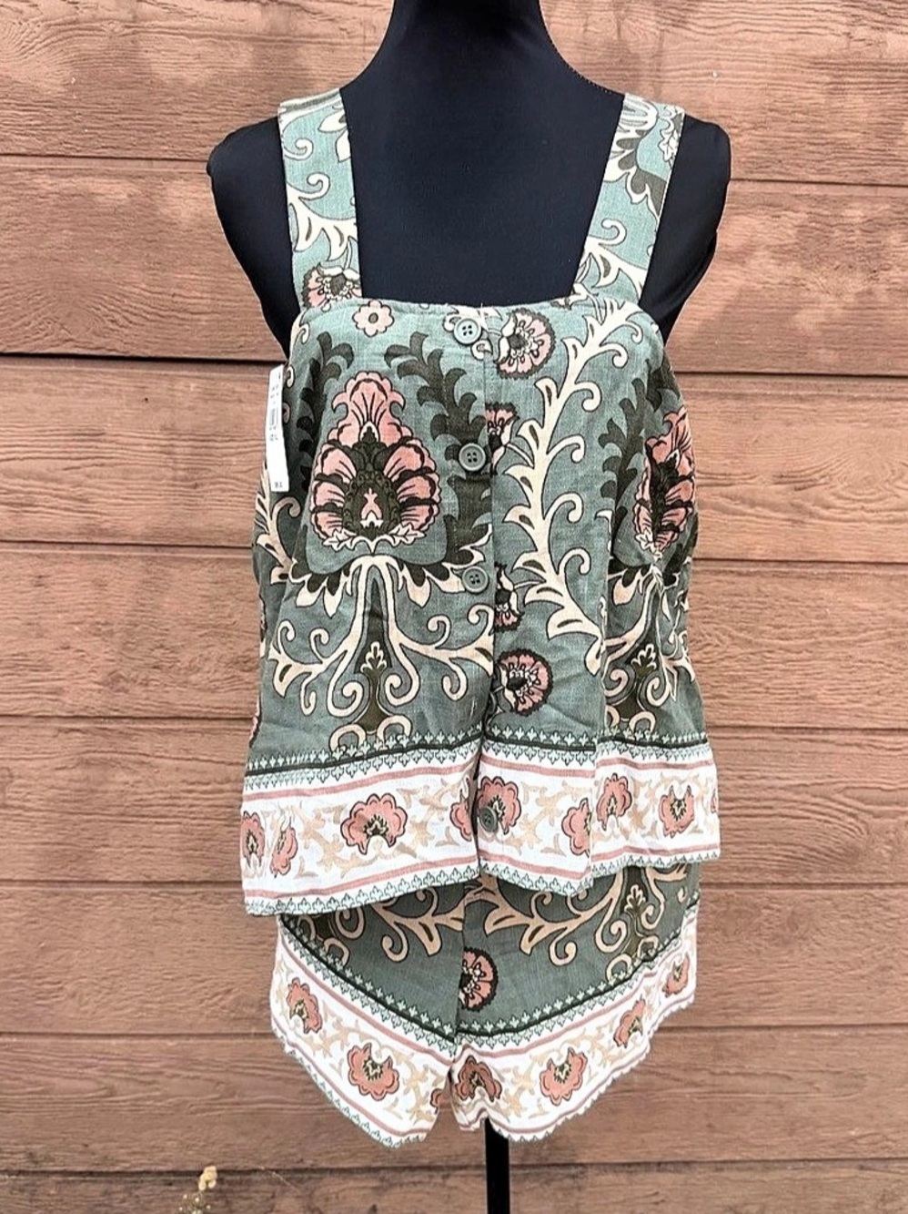 Sanctuary Floral Green & Pink Tank Top Size XL Like New
